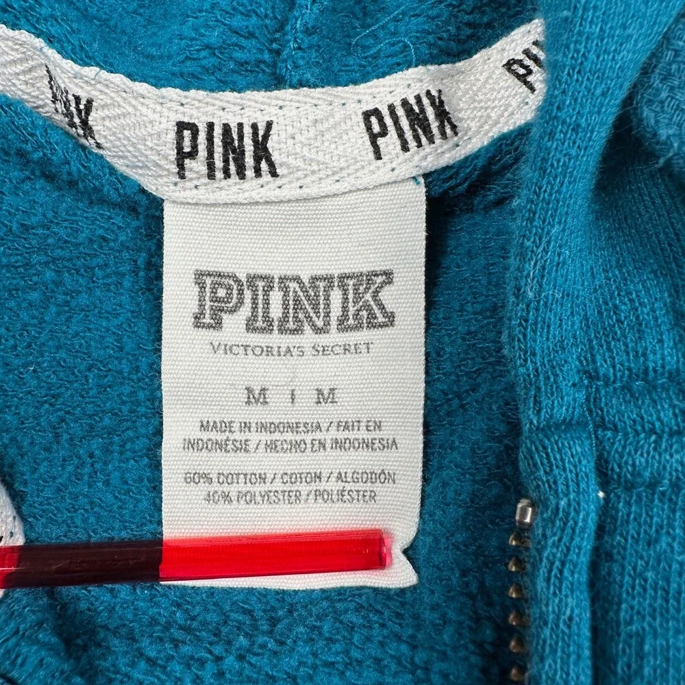 Victoria's Secret PINK Tracksuit Set Teal Blue Zip Hoodie Joggers Medium 307999